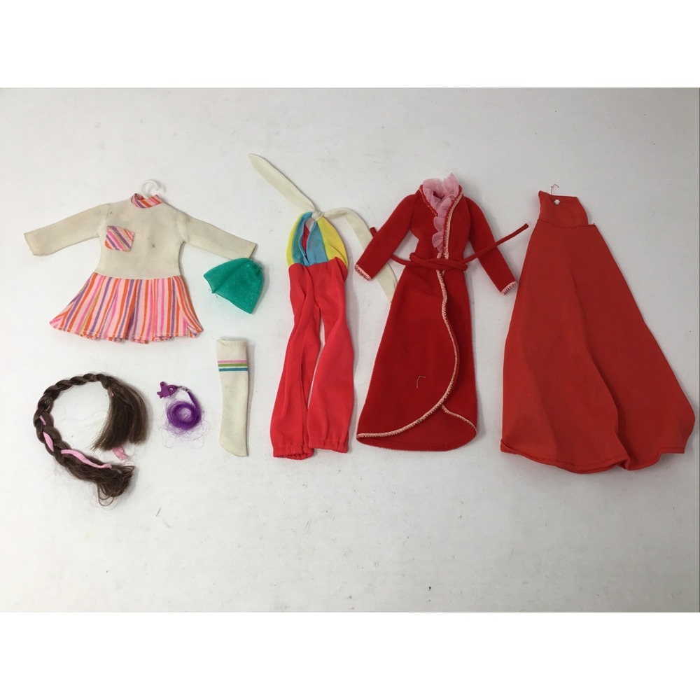 Vintage Barbie Clothing And Accessories Lot 1970s Robe Uniform Jumpsuit